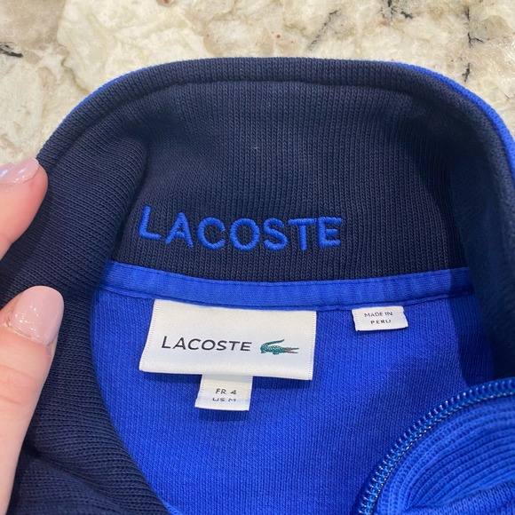 Lacoste Men’s Blue Quarter Zip Pullover Sweatshirt- size medium - Picture 6 of 6